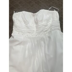 David's Bridal Plus Size 22 Strapless Beaded Wedding Dress Gown Veil Tiara